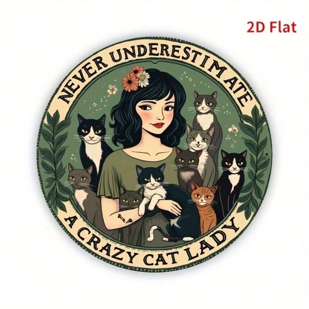 Never Trust Crazy Cat Lady Vintage Metal Sign Wall Decor Bar