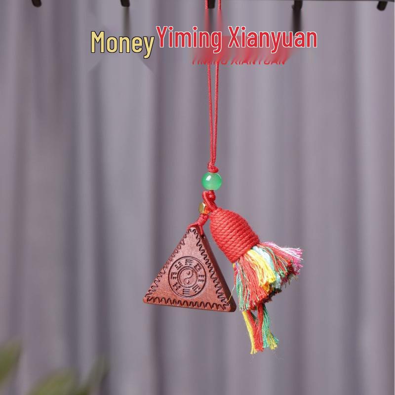 Golden Wood Carved Bow Knot Kitten Cushion Pendant - Blood Cypress Joy Plate Bag Phone Charm