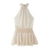 Summer New Product Women's Clothes Minimalist Style Hanging Collar Sleeveless Sexy High Waist Ruffles Short Midi Skirt Dress