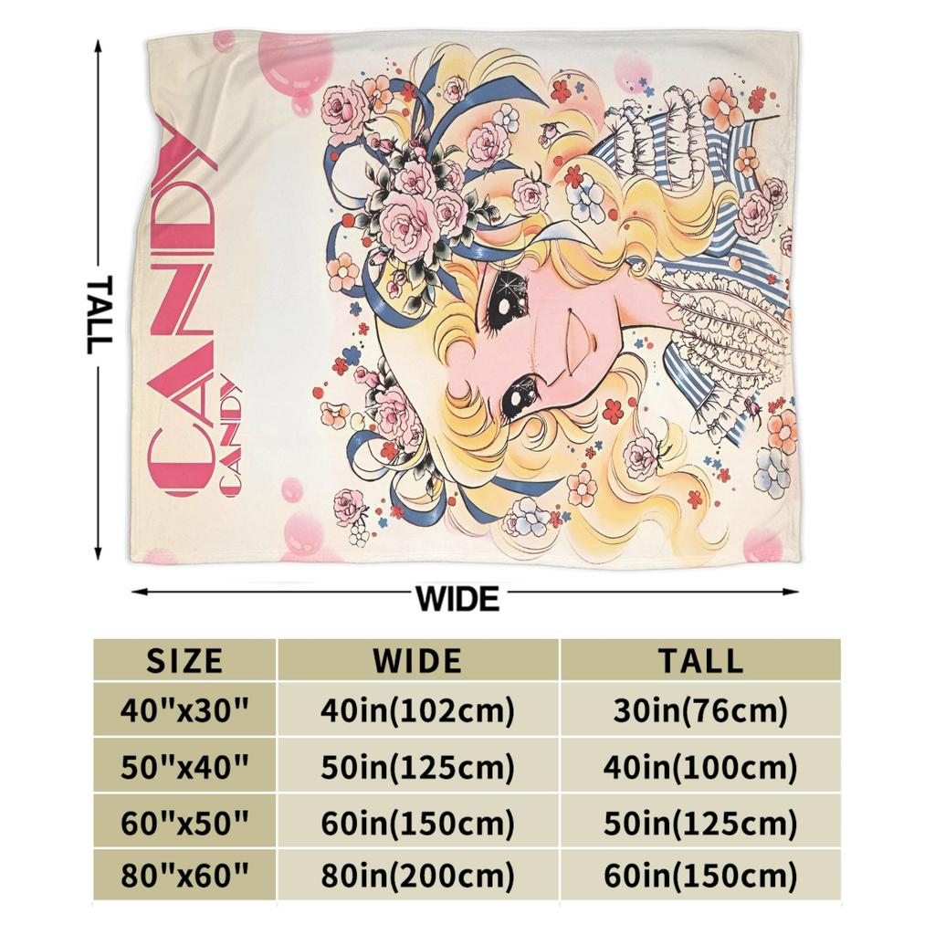 Candy Candy Cartoon Anime Blanket Flannel  Super Warm Throw Blanket for Outdoor Travel Bedspread