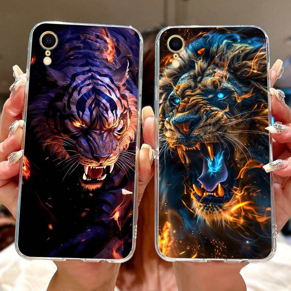 Klar Für iPhone XR Hülle Abdeckung Luxus Mode Blumen Süße Katze Lustig Cool Bemalt Weiche Handyhülle A2105 A1984 A2107 A2108 A2106
