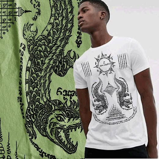 

Muay Thai T-shirt Thai boxing Sak Yant alligator Tattoo Thai Boxer Martial Art M