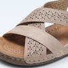 Melting Brown Women Wedge Heel Sandals Punching Strap Vacation Sandals