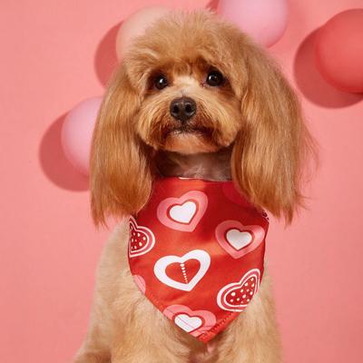Yousheng Haustier Speichelwischtücher Verstellbarer Riemen Exquisites Herzmuster Haustier Reinigungstuch Haustier Valentinstag Party Geburtstagszubehör