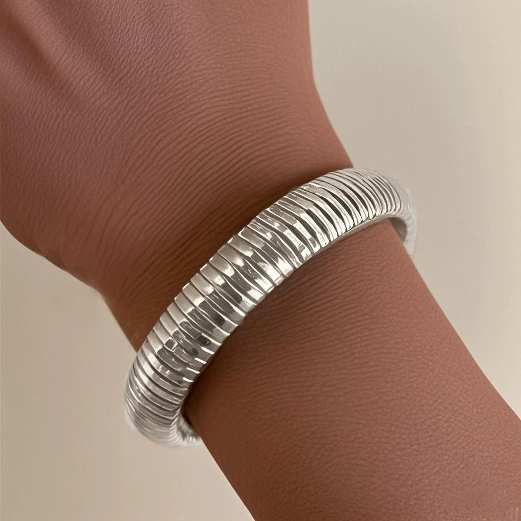 Gold Color Elastic Bracelet For Women Punk Wide Chunky Metal Spiral Bangle Female Fashion Party Jewelry Accessories Gift