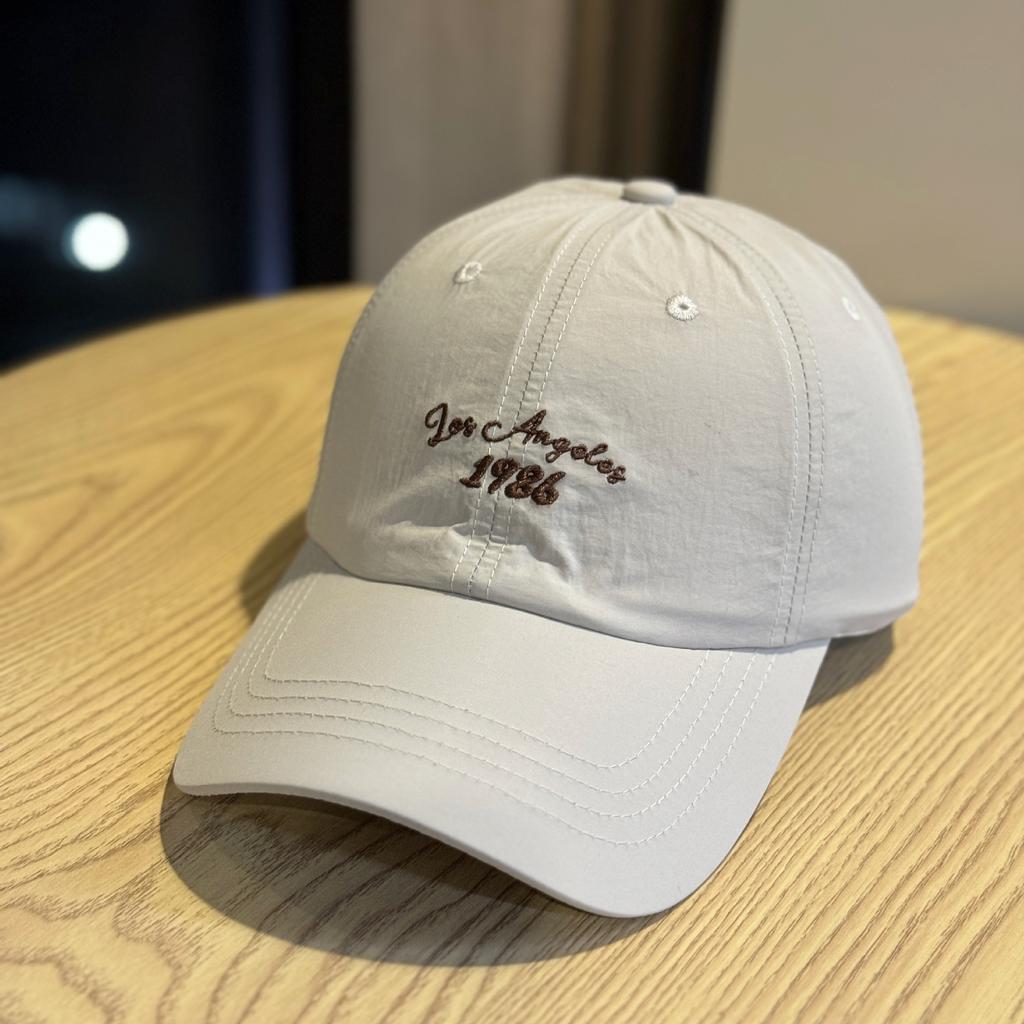 New letter-embroidered quick-dry baseball cap for women, Japanese style, wide brim, deep crown, face-slimming, sun-shading, sun-protective cap for
