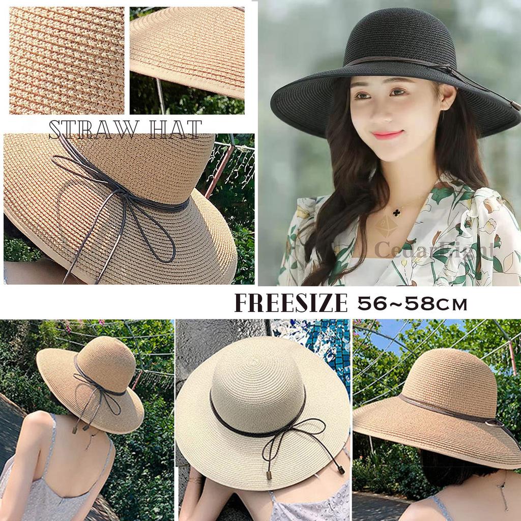 Straw Hat for Women BR Solid UV Sun Slimming Sun Wide Casual UV Straw Hat [Cedar Eight] - (Brown) Cute, Stylish, Popular, Adult, Color, Sports,