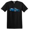 Sporty Blue Car Graphic T Shirt Cool Vehicle Design Tee for Auto Enthusiasts