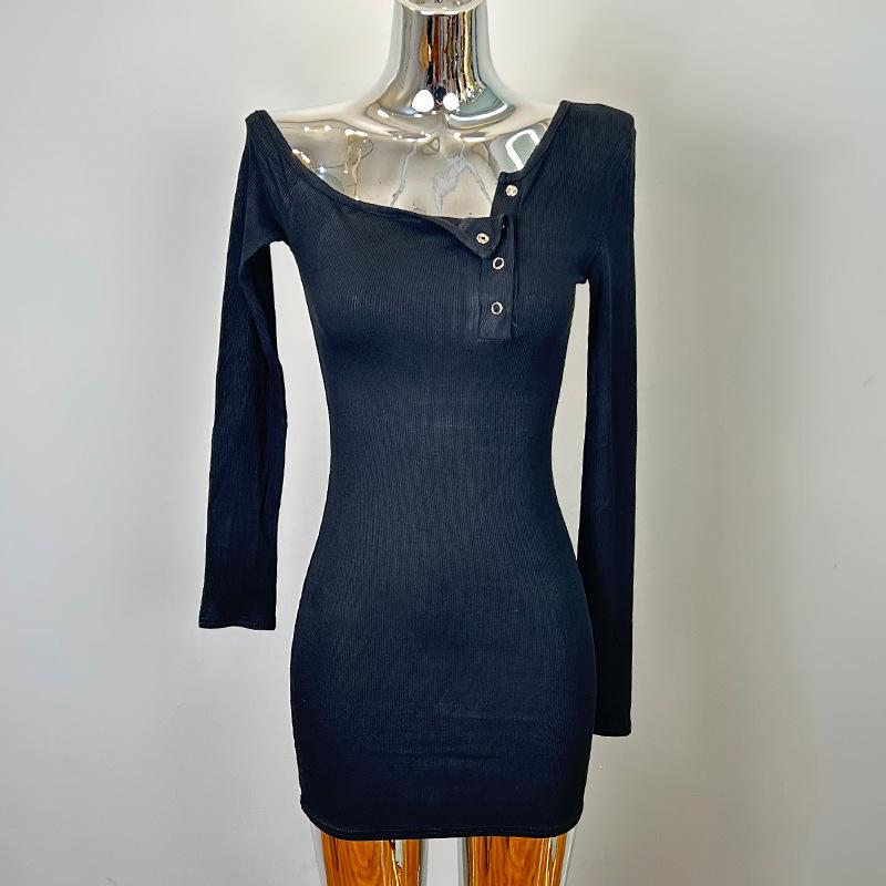 Korean Dongdaemun One-Shoulder Sexy Bodycon Dress: Pure Desire Style One Size