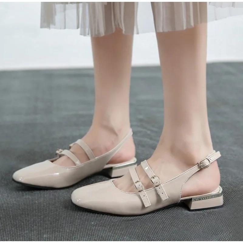 Ženy Sandály Letní Boty Žena Ploché Dvojitá přezka Boty Mary Janes Lakovaná kůže Šaty Boty Popruh Zapatos Mujer