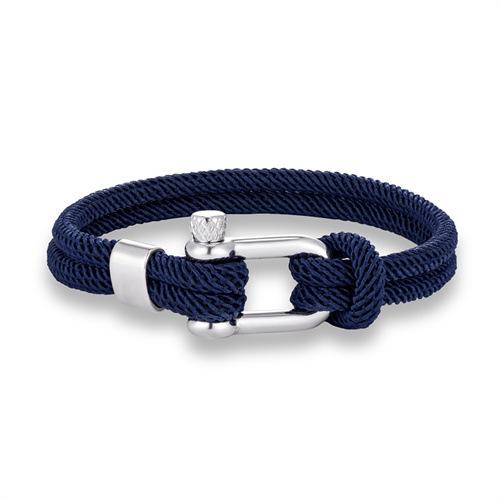 European American Fashion Stainless Steel U-shaped Horseshoe Buckle Trendy Unisex Black Rope Double-layer Bracelet