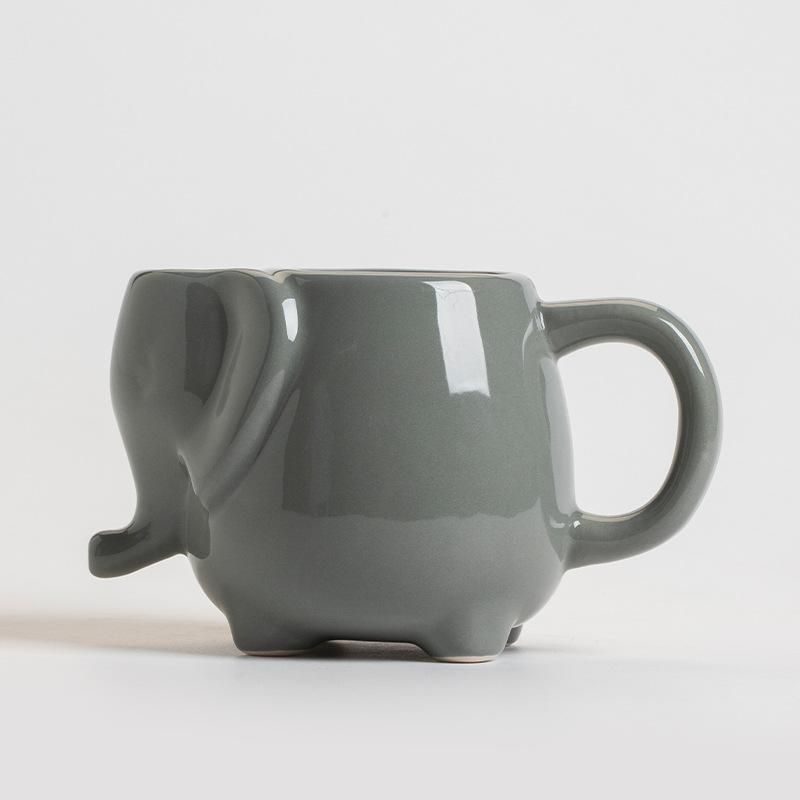 

1Pc 430ml 3D Elephant Elephant Tea Bag Holder Mug Ceramic Cup Milk Coffee Cup 430ML
