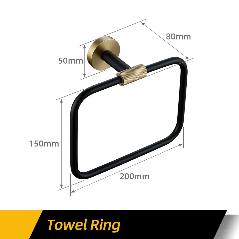 Towel Rack Wall Mounted Towel Rack Brushed Gold Paper Holder& Matte Black Hook Knurled and Combined Colors Toilet Brush Holder