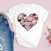 Womens White Love Balloon Butterfly Round Collar Print Tshirt Short Sleeve Graphic Dress Aesthetic Harajuku Style