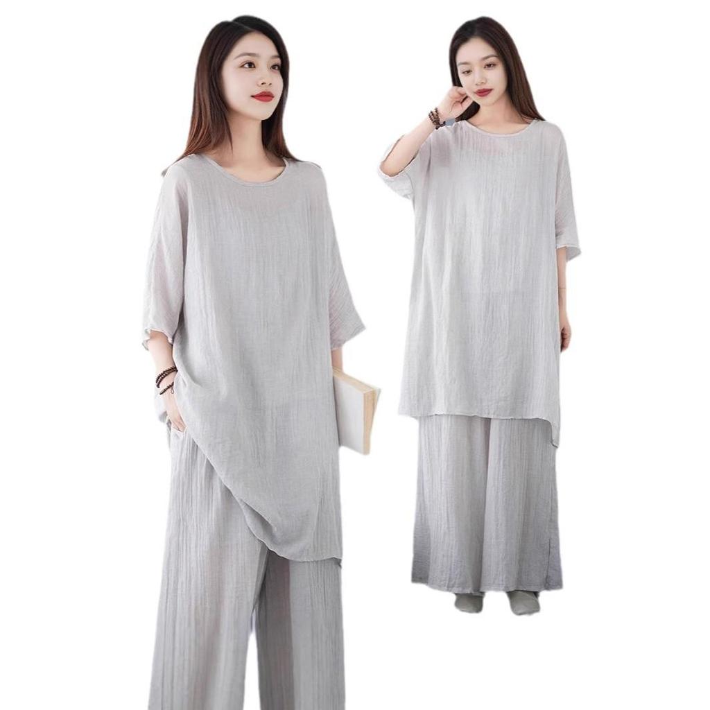 Jarní/Letní Zen Retro Dámský Set Široké Kalhoty a Tílko