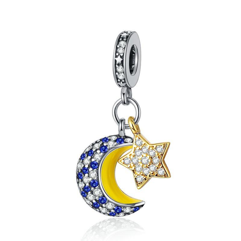 Fine Blue Starry Sky Series Astronaut Star & Crescent Moon Mysterious Alien Sun Fit Original Bracelet Diy Jewelry Gifts