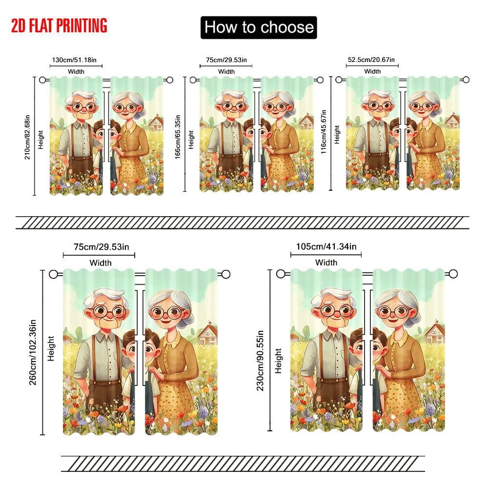 2pcs   plane printing Popular Curtain Panels Enchanting Grandparents1 Versatile 100% Polyester (without rod) Versatile All