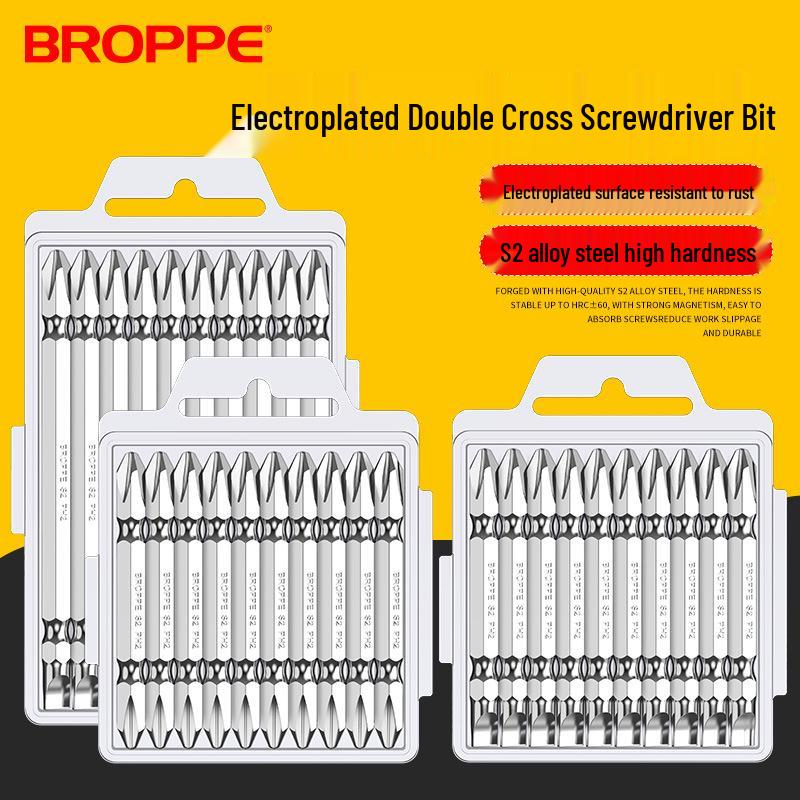 BROPPE Extended Cross Head Electric Screwdriver & S2 Bit Set, High Hardness Fine Head