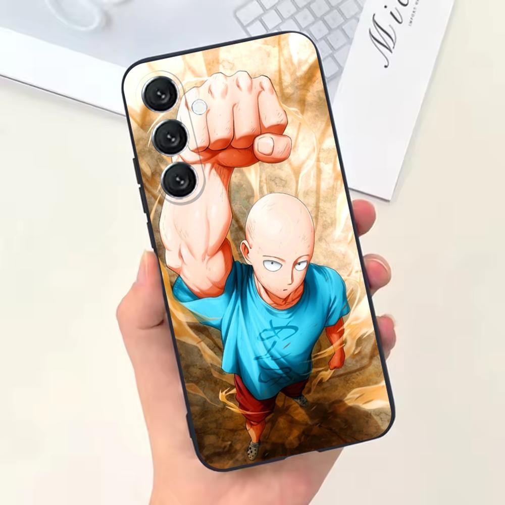 One P-Punch Man Saitama Phone Case For Samsung Galaxy A13,A21s,A22,A31,A32,A52,A53,A71,A80,Soft Black Shell