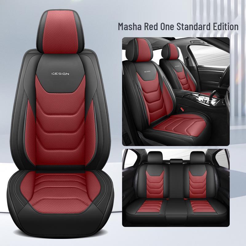 Universal All-Season Five-Seat Leather Car Seat Cover – Full Coverage, Wear-Resistant, Durable, No Removal Needed.