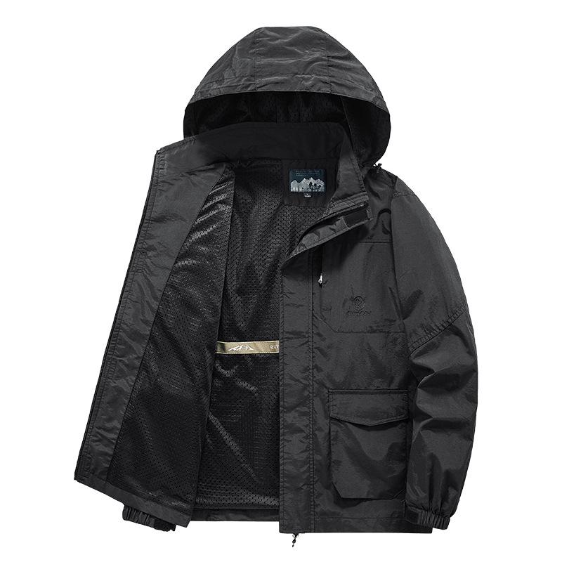 Men's Windproof Quick-Dry Outdoor Jacket - Spring/Autumn Loose Fit, Plus Size, Thin Style for Hiking and Casual Wear