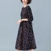 2024 Floral Long-Sleeved Dress for Women, Elegant Spring/Autumn Wear for Middle-Aged To Elderly (Age 40+)