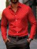 Camisa de Manga Larga con Estampado de Lunares de Moda para Hombre, Popular Camisa Versátil de Estilo Casual de Negocios, Ajuste Delgado, para el Uso Diario y el Desplazamiento, Moderna