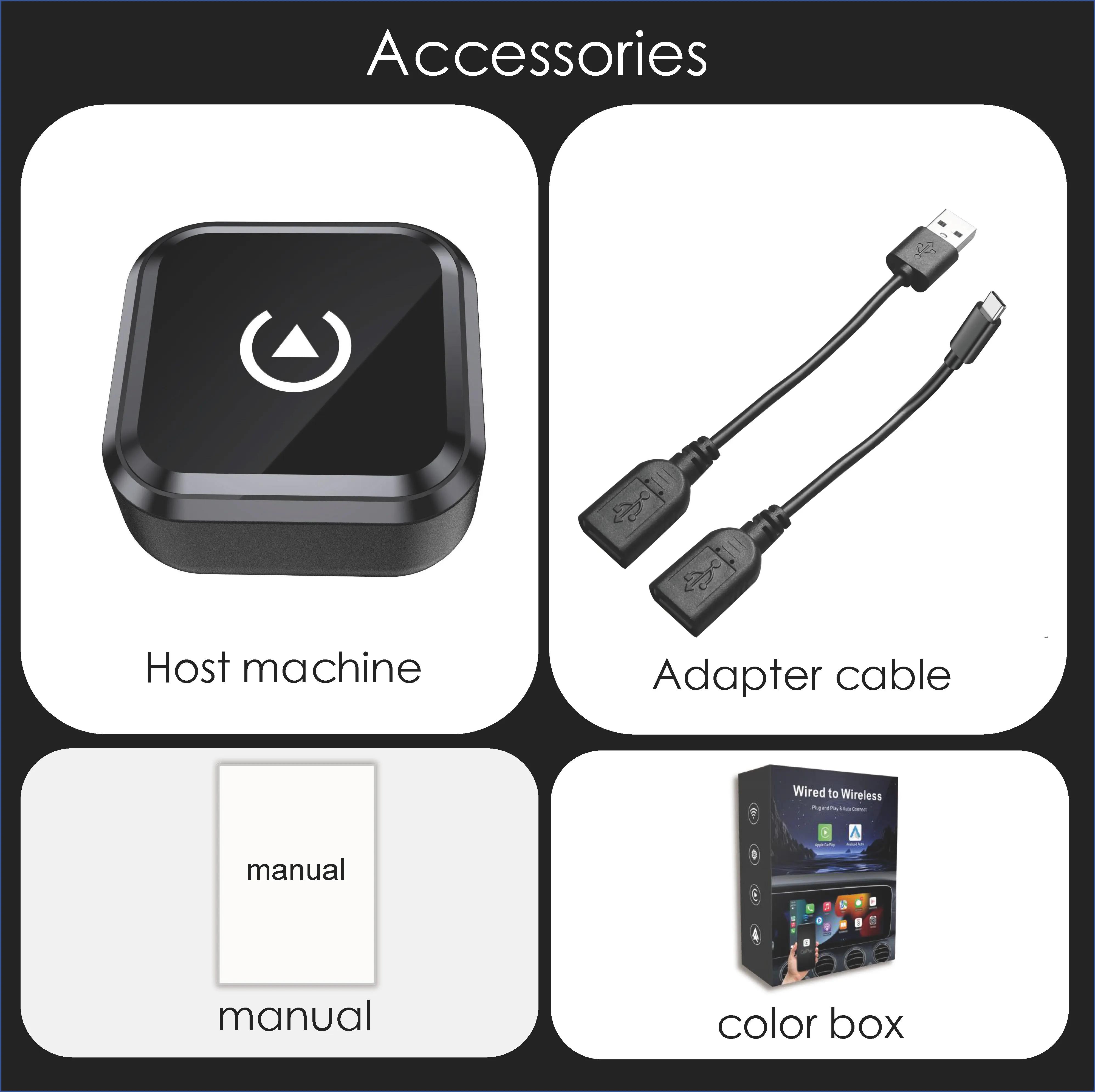 

Carplay AI Box Беспроводной Android Auto Смарт-бокс 2 в 1 Проводной к Беспроводному Адаптеру CarPlay USB Type-C Донгл в Универсальный автомобиль