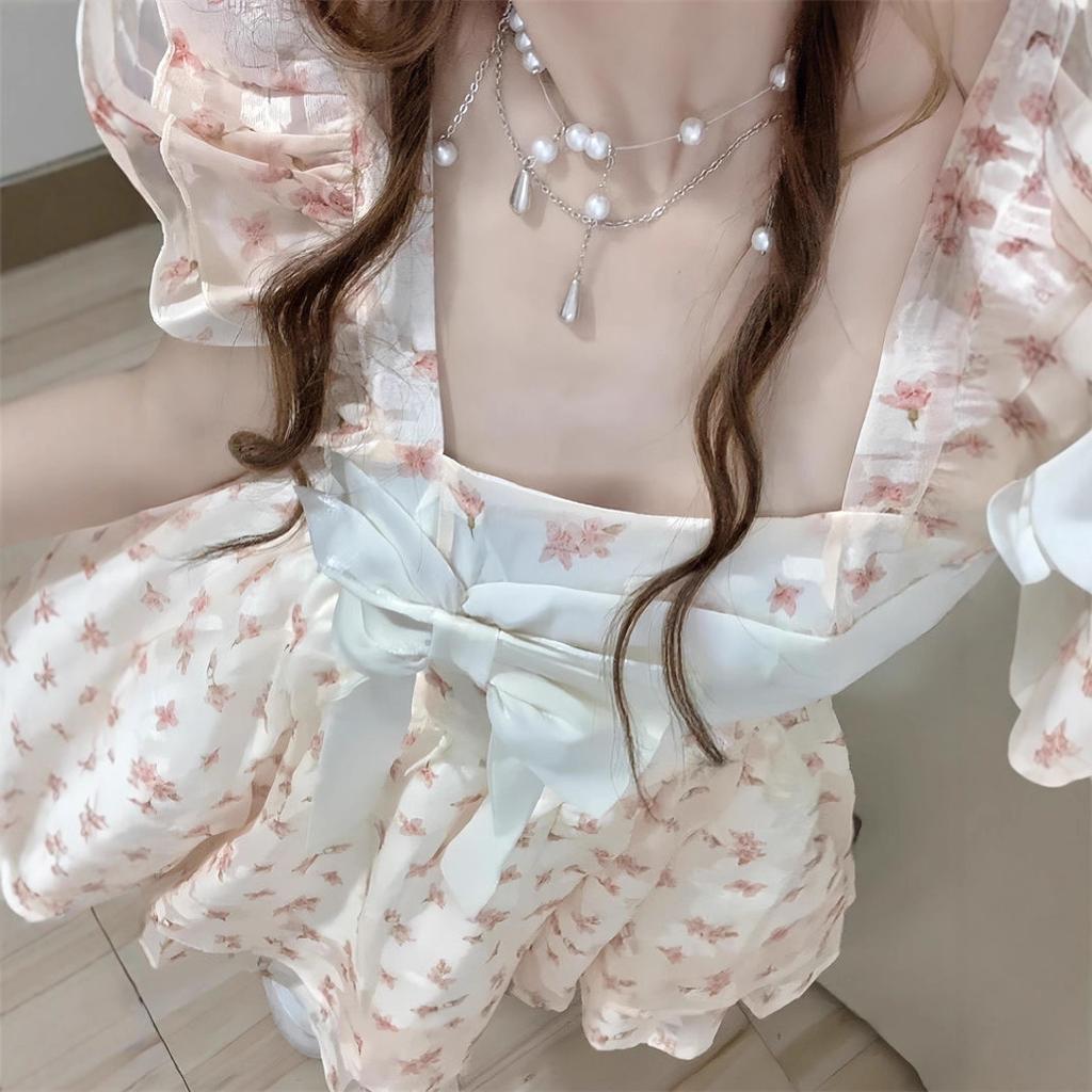 Small fresh floral gauze skirt sweet age reduction small fluffy princess skirt waist thin A word