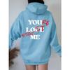 Women'S Fleece Shoulder Sleeve Sweater Plain Letter Print Kangaroo Pocket Drawstring Print Hoodie