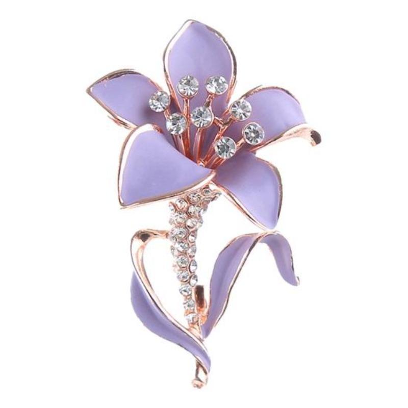 Винтажная брошь в форме цветка, булавка, блестящий декор со стразами, брошь, булавка, элегантный зажим для шарфа розового золота