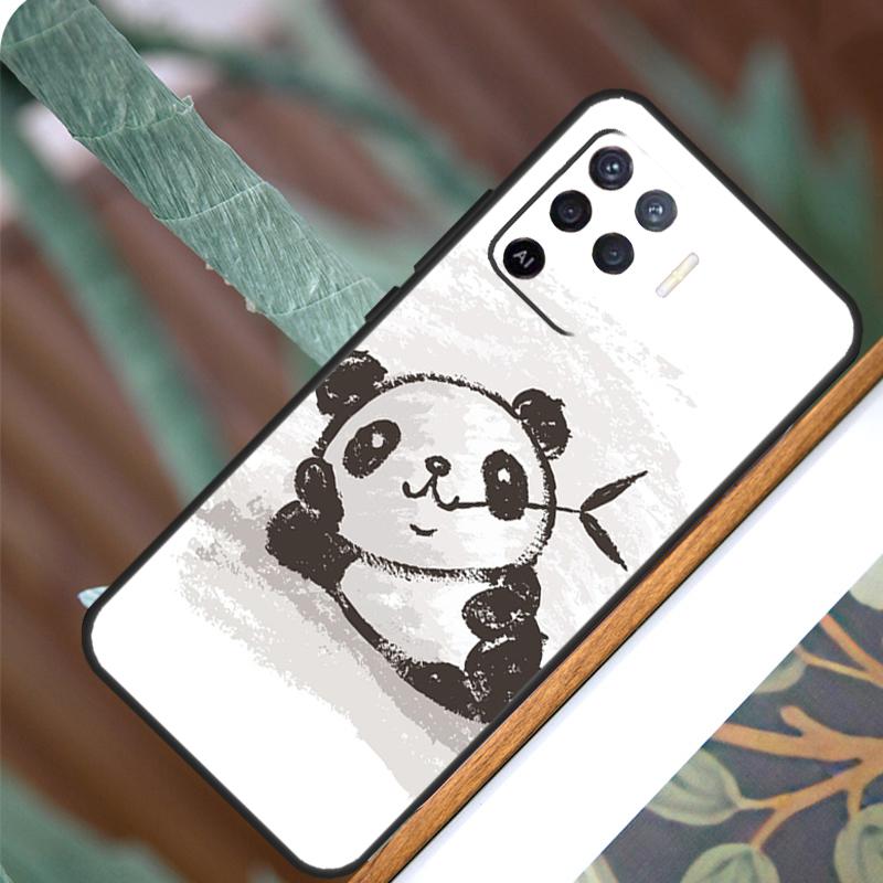 Cute Cartoon Panda For OPPO A52 A72 A92 A98 A78 A58 A5 A9 A15 A17 A77 A53S A57S A94 A74 A54 A16 A76 A96 Case