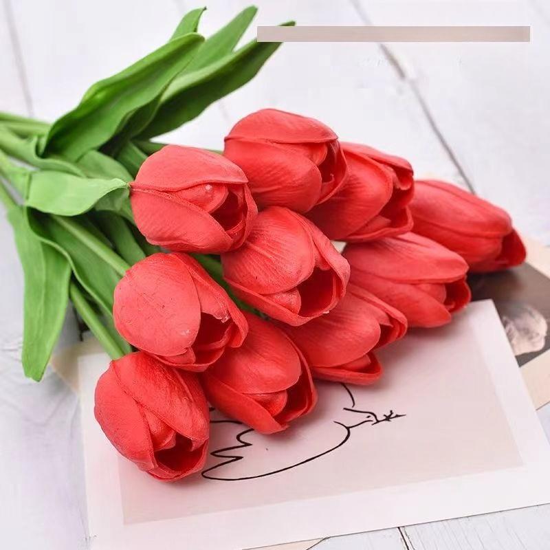 10Pcs  34cm Artificial Floral Tulip Bouquet Real Touch Flowers for Home Decoration Wedding Decor