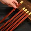 Gold & Silver Thread Red Sandalwood Chopsticks with Engraved Logo - Gift Box for Household & Hotel Use