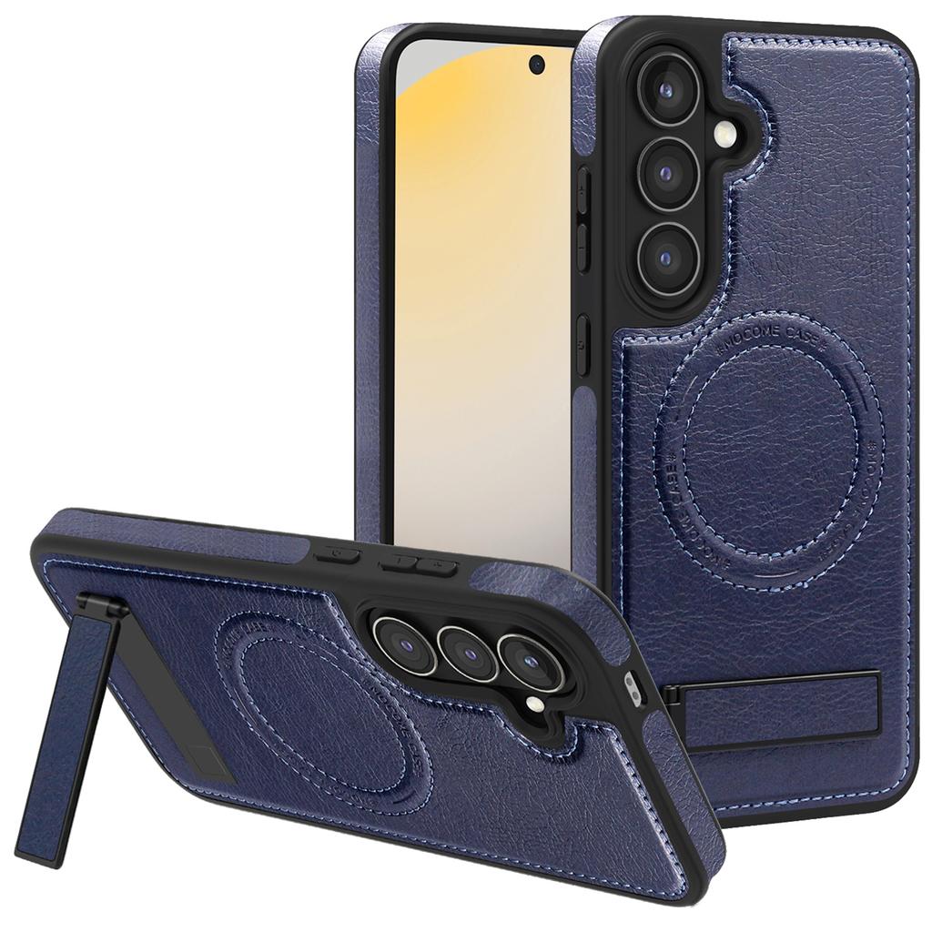 For Samsung Galaxy S24 FE Case Compatible with MagSafe Kickstand Leather Phone Back Cover