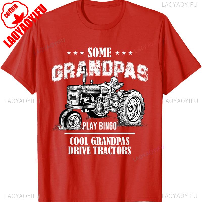 Some Grandpas Popular Play Bingo Cool Drive Vintage Tractors Gift Printed Tshirt Tops Commuter Allmatch Regular Short Sleeve