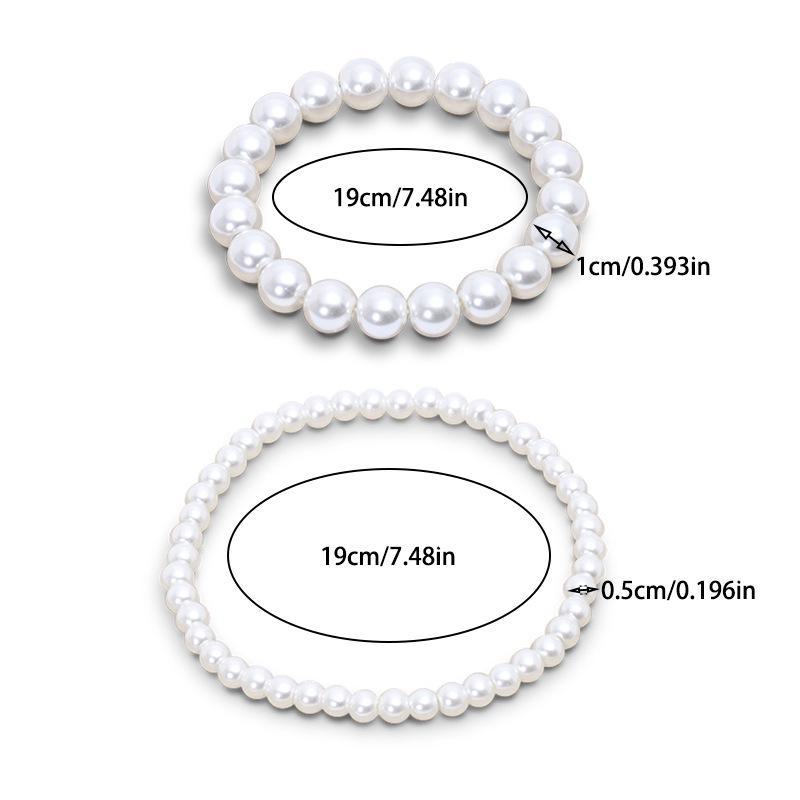 Chic Multi-Layer Glass Imitation Pearl Beaded Bracelet with Elastic Cord