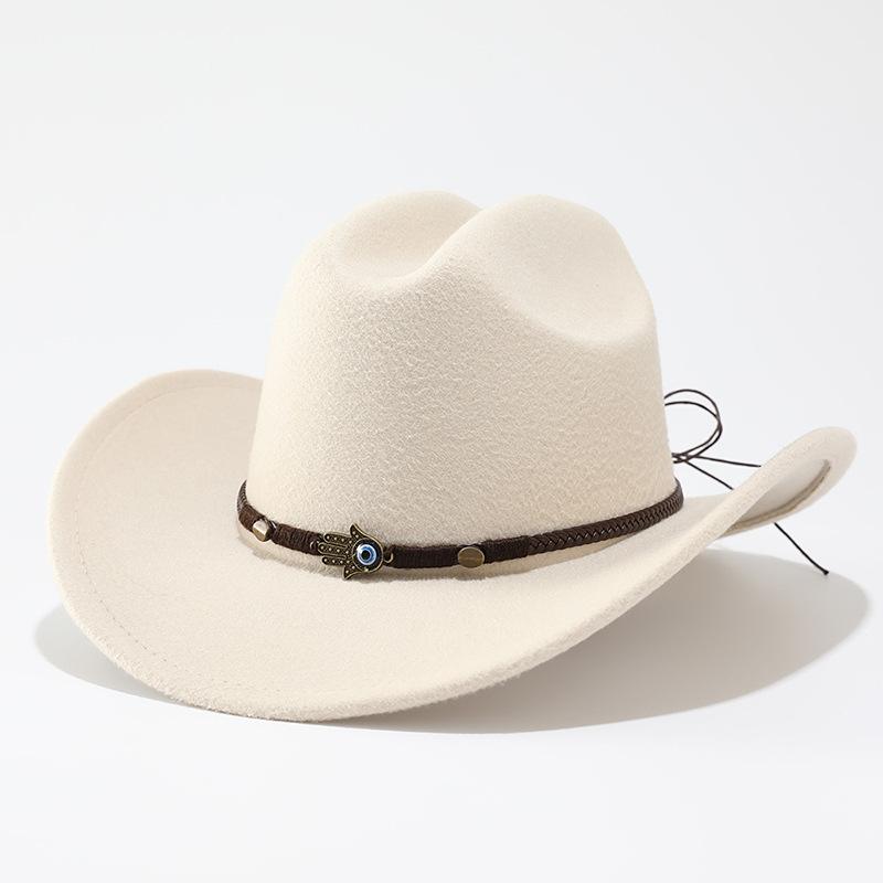 Ethnic style hat women's felt western cowboy hat summer couple top hat men's high-end retro jazz hat