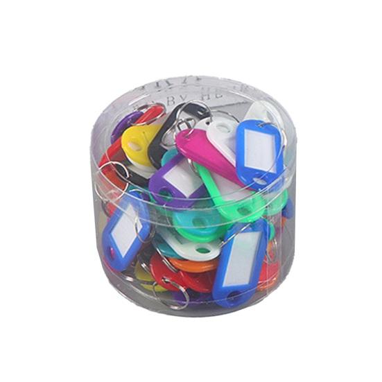 50Pcs Key Tags Bright Colors Plastic Waterproof Writable Hotel Key Organizer with Detachable Metal Rings Crack-resistant Key Labels