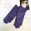 Ladies Sheepskin Gloves Classic Solid Color Versatile Leather Spring Knit Lining Cycling Driving Gloves Autumn