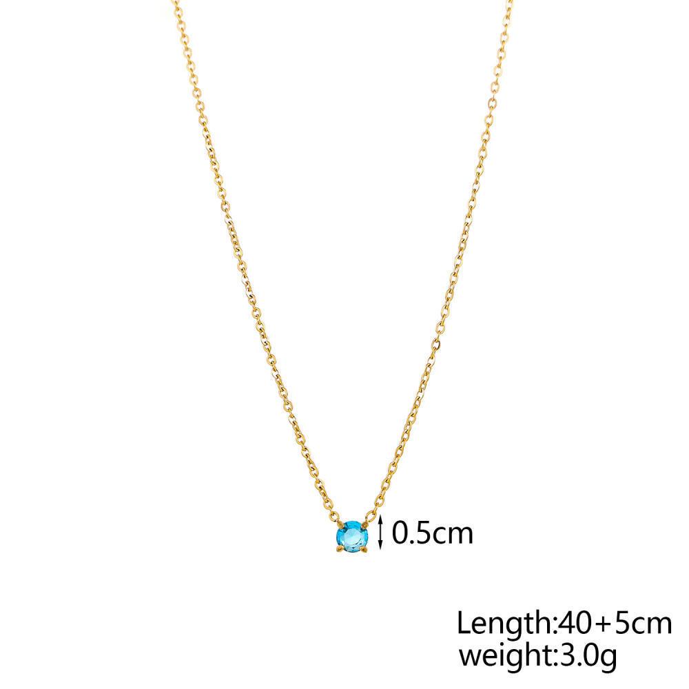 Dainty Recyclay Stainless Steel Gold Plated Necklace Colorful 12 Birthstone Necklace Zircon Stainless Steel Waterproof for Women