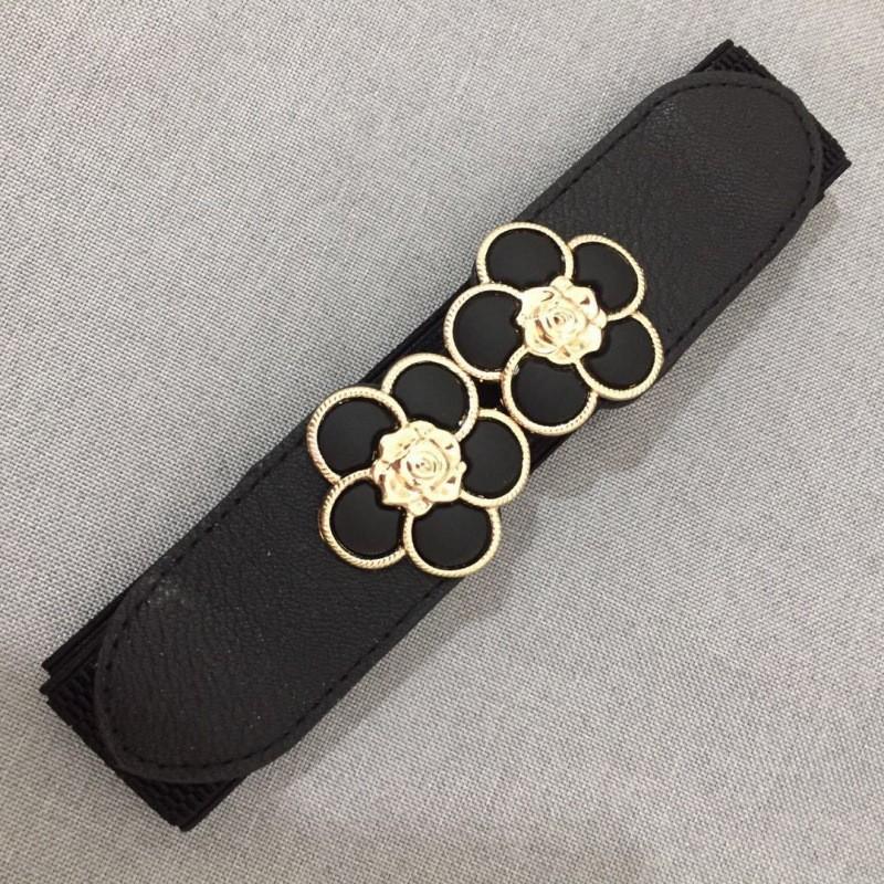 Adjustable Chic 4cm Decorative Waist Belt With Gold Round Buckle For Womens Fashion