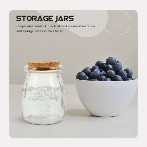 FOMIYES Mini Yogurt Jars, Glass Jars with Cork Lids, 6 Pieces, 200ml Empty Pudding Bottles, Honey Pot, Wedding Mason Jars