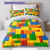 Building Blocks Pattern Bedding Quilt Set Quilt Cover Pillowcase Home Decoration Gift (1 * Duvet Cover + 2 * Pillowcase, Without Core)