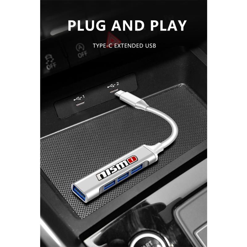 1ks nový Type-C na USB adaptér Multi Port rozbočovač pro Nismo Nissan Almera Tiida Juke Teana Qashqai 350Z 370Z GTR