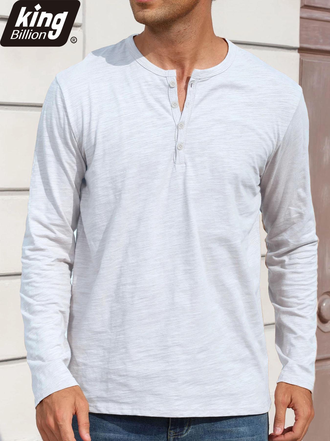 

Мужская повседневная футболка хенли с длинным рукавом - Однотонная, из хлопковой смеси, удобная и стильная XL белый