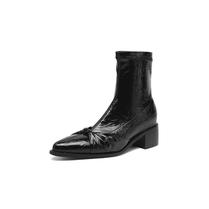 Krazing Po Microfiber Winter Pointed Toe Size 33 Western Boots Size 43 Butterfly-knot Med Heels Ankle Boots