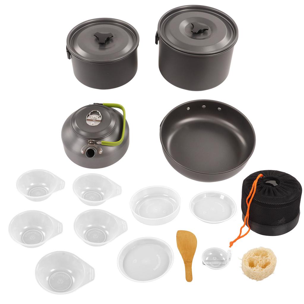 Camping Cookware Kit Portable Practical High Hardness Anti Scald Pot Kettle Set for Outdoor Picnic
