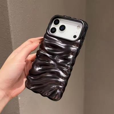 Custodia Paraurti 3D Ondulata Placcata di Lusso per iPhone 17 Air 16 15 14 13 Pro Max Plus Colore Vivace Piegata Texture Rugosa Cover Corazzata
