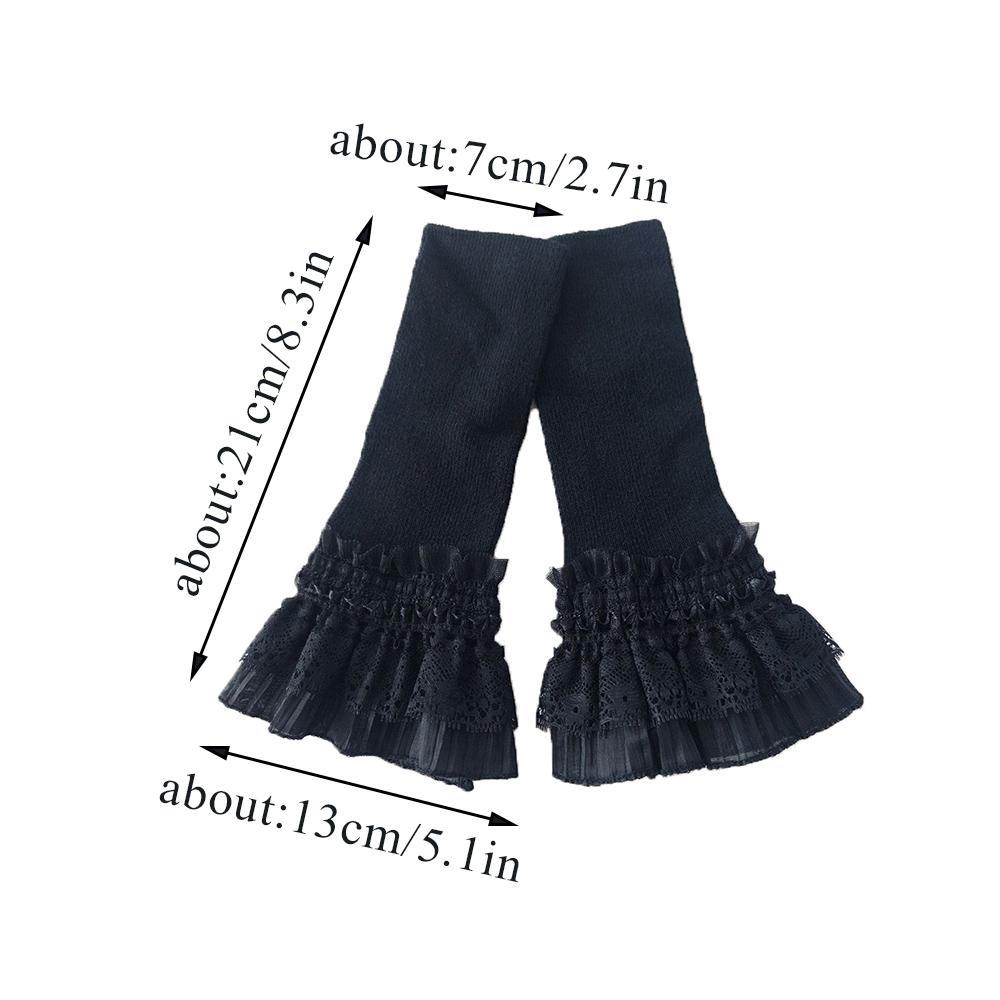 Women Long Elastic Arm Sleeve Lace Knitting Wrist Cuffs Winter Warm Comfort Soft Mittens  False Cuffs Sweater Decor